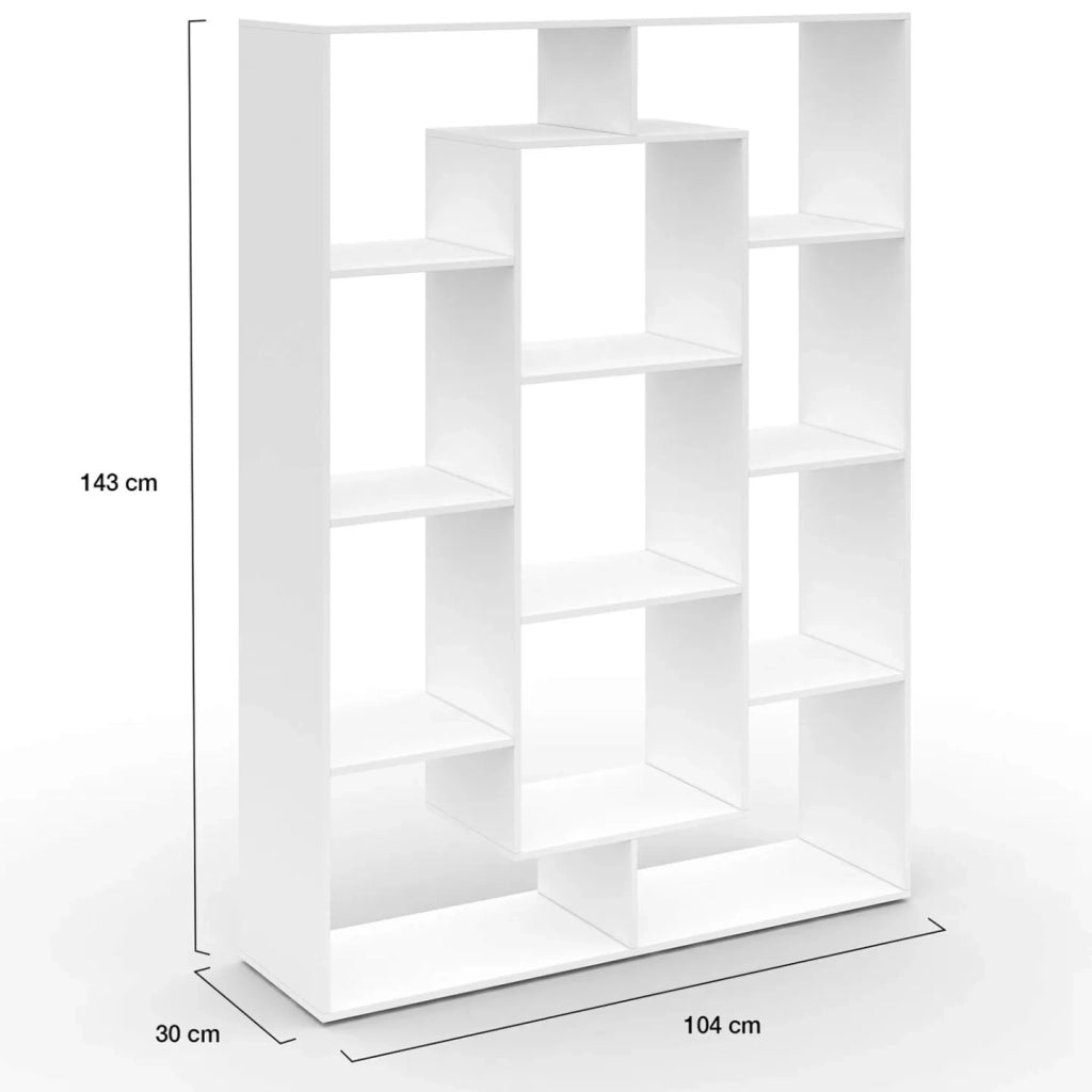 IDMarket - Libreria COLETTE con 11 scomparti bianchi H.143 cm