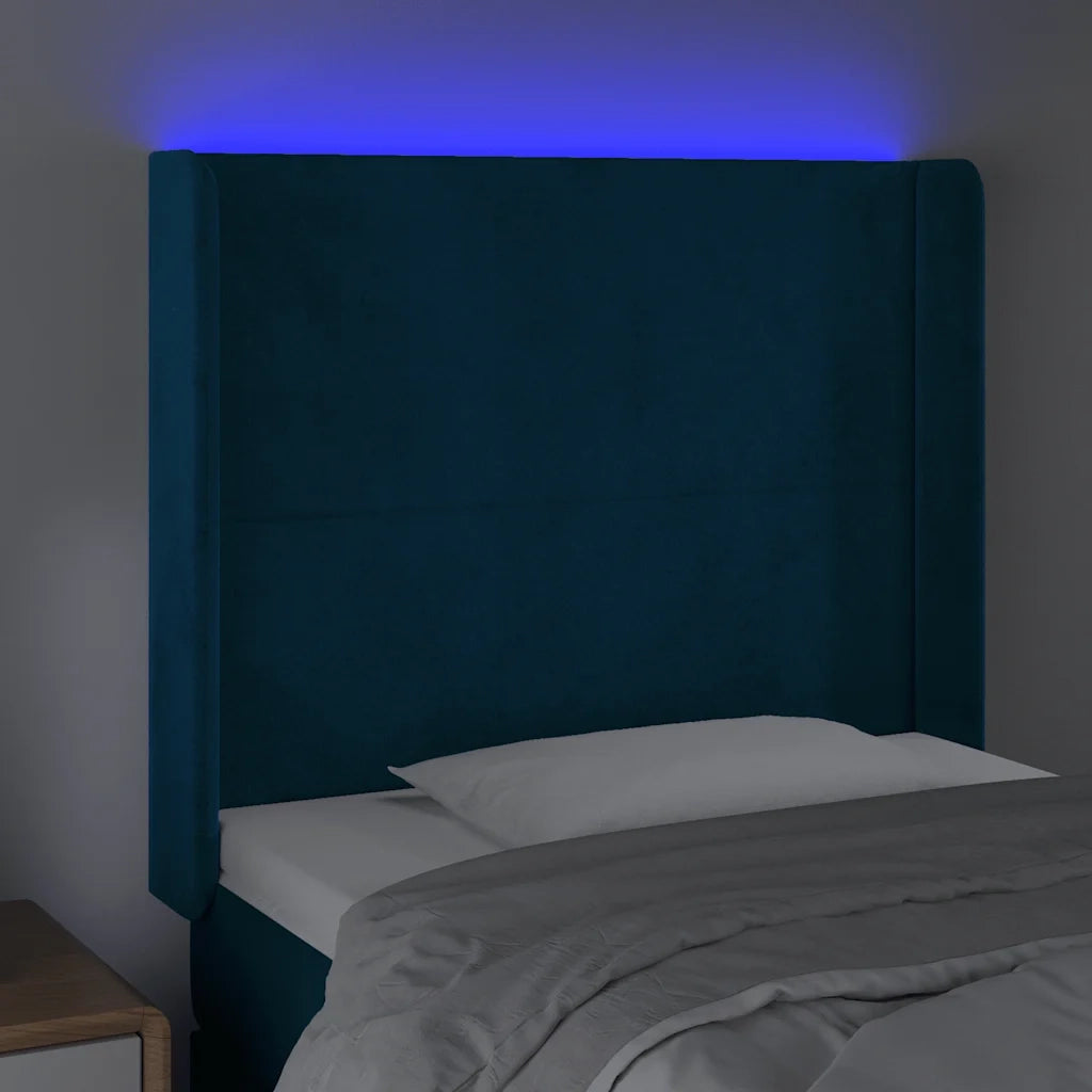Testiera a LED Blu Scuro 103x16x118/128 cm in Velluto 3123814