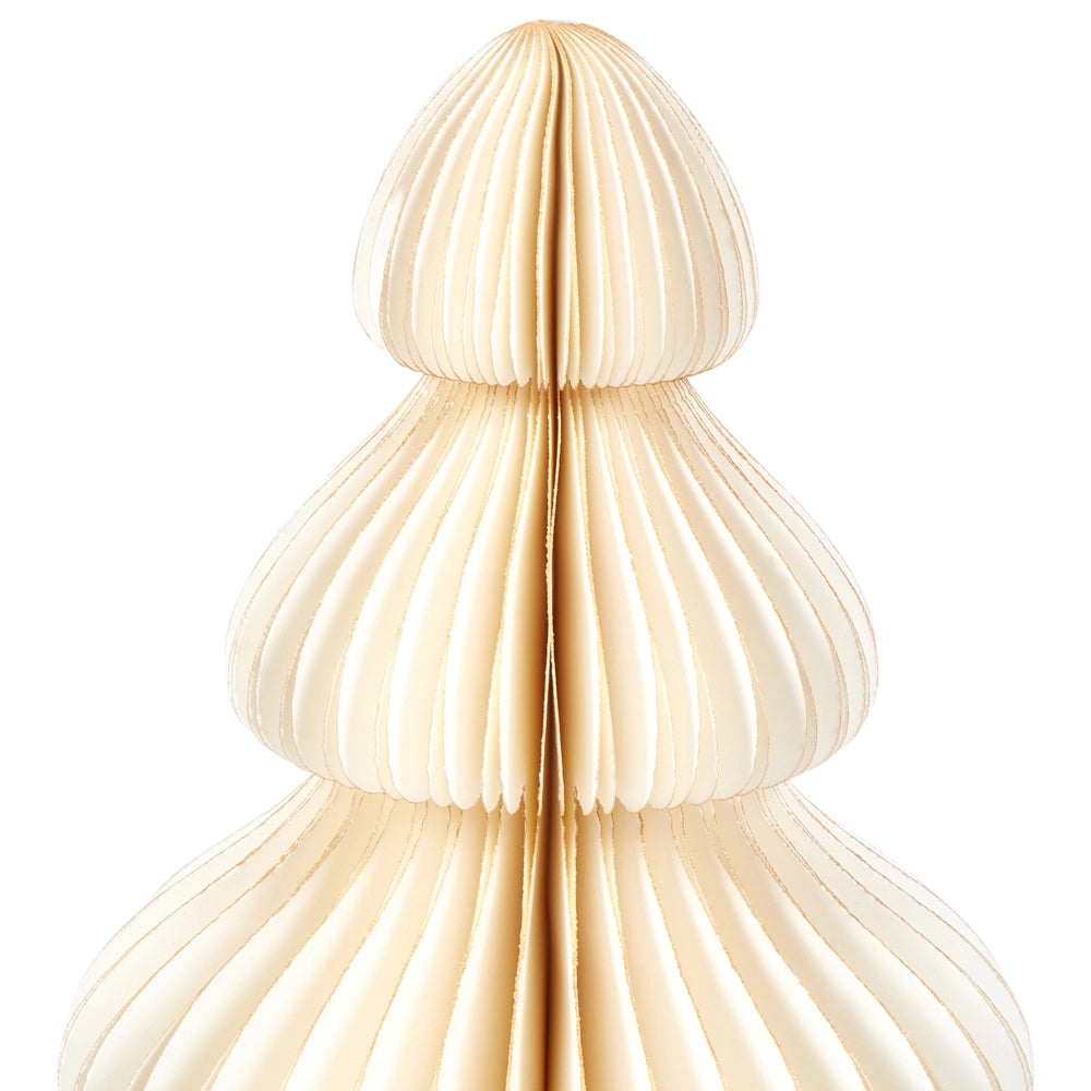 Set di 3 statuette a forma di Alberi di Natale in carta a nido d'ape beige decorazioni natalizie