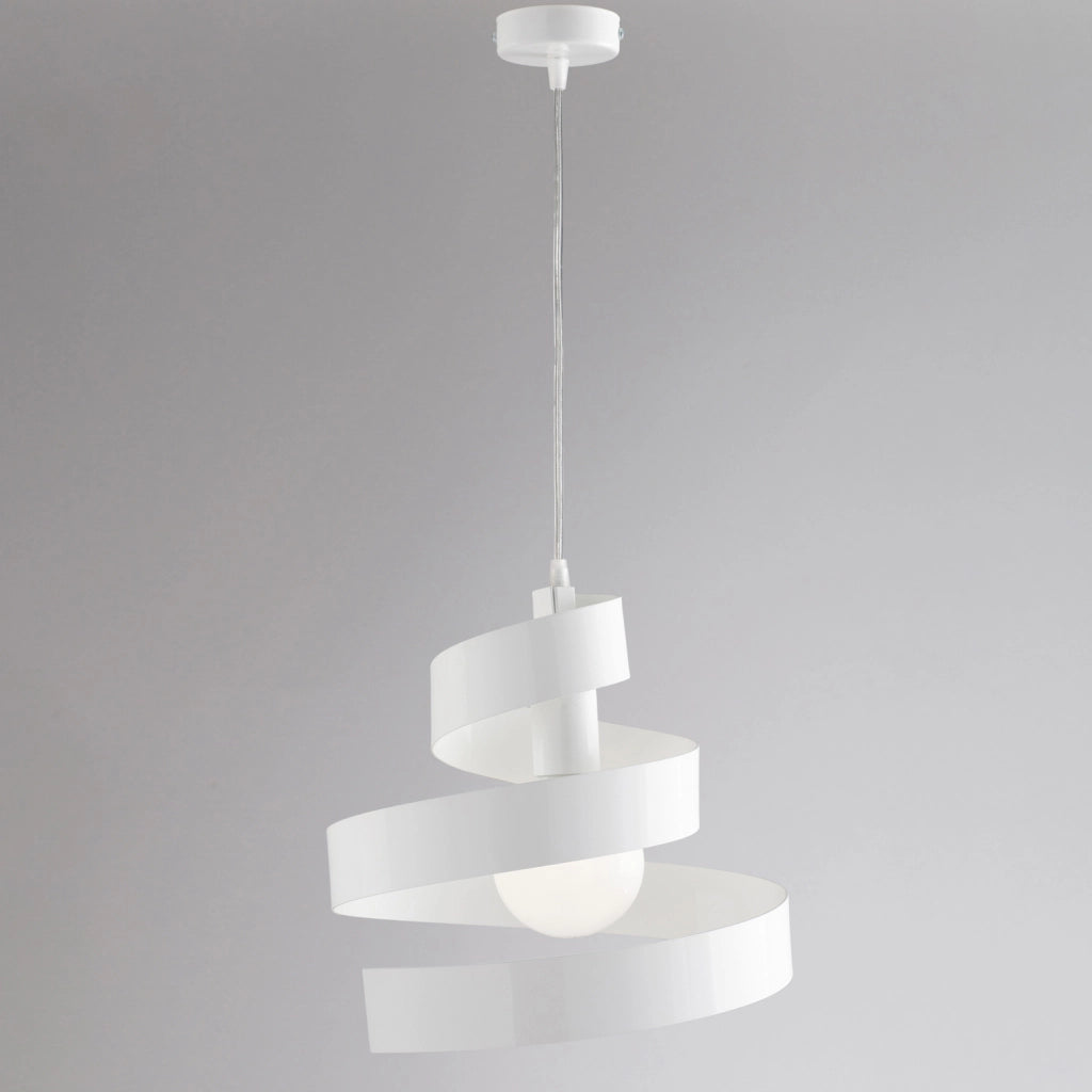 Sospensione Moderna Helix 1 Luce In Ferro Laccato Bianco
