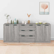 Credenze 3 pz Grigio Sonoma in Legno Multistrato 3115786