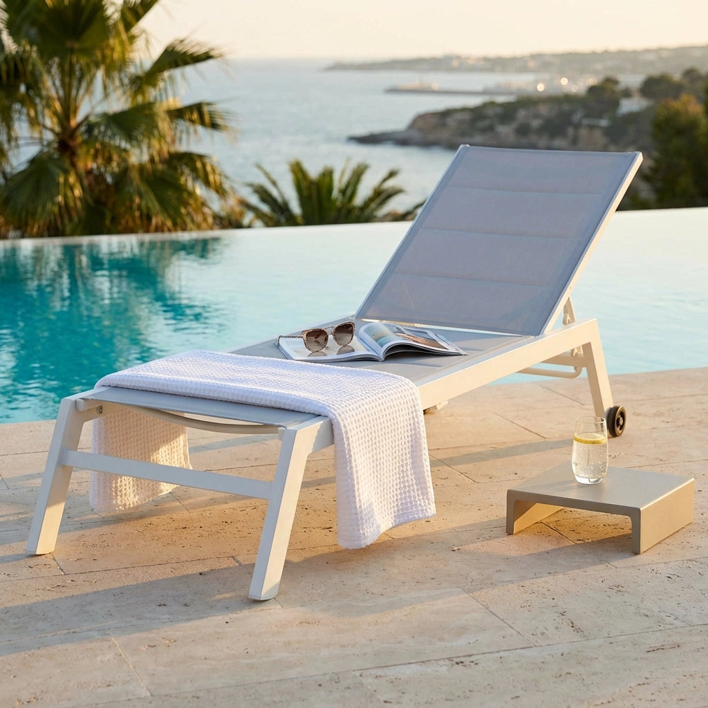 Lettino prendisole da Giardino in Alluminio Textilene cm 198x61x95 - DAVID