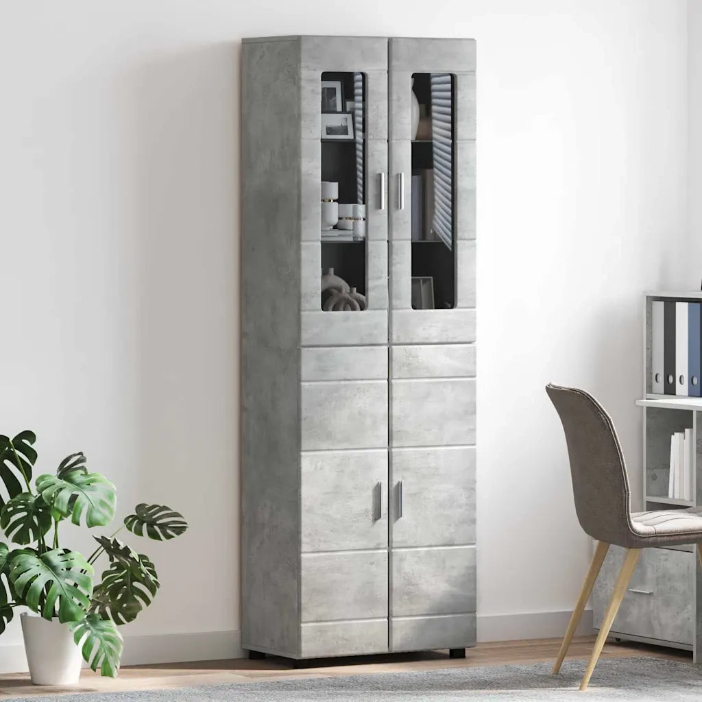 Credenza con lo scaffale FLORIN Grigio cemento 60 x 35 x 182 cm