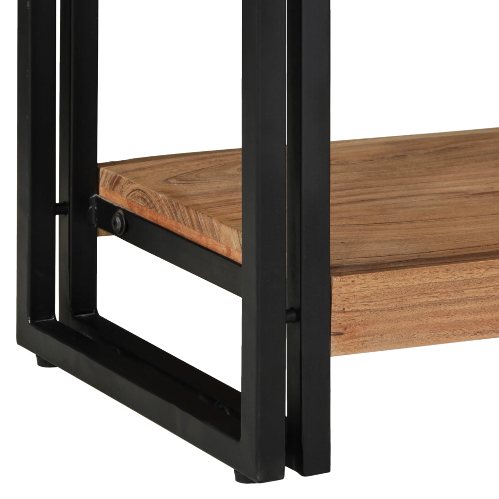 vitaXL Tavolino Consolle Nero 90x33x75 cm Legno massello di acacia e Metallo