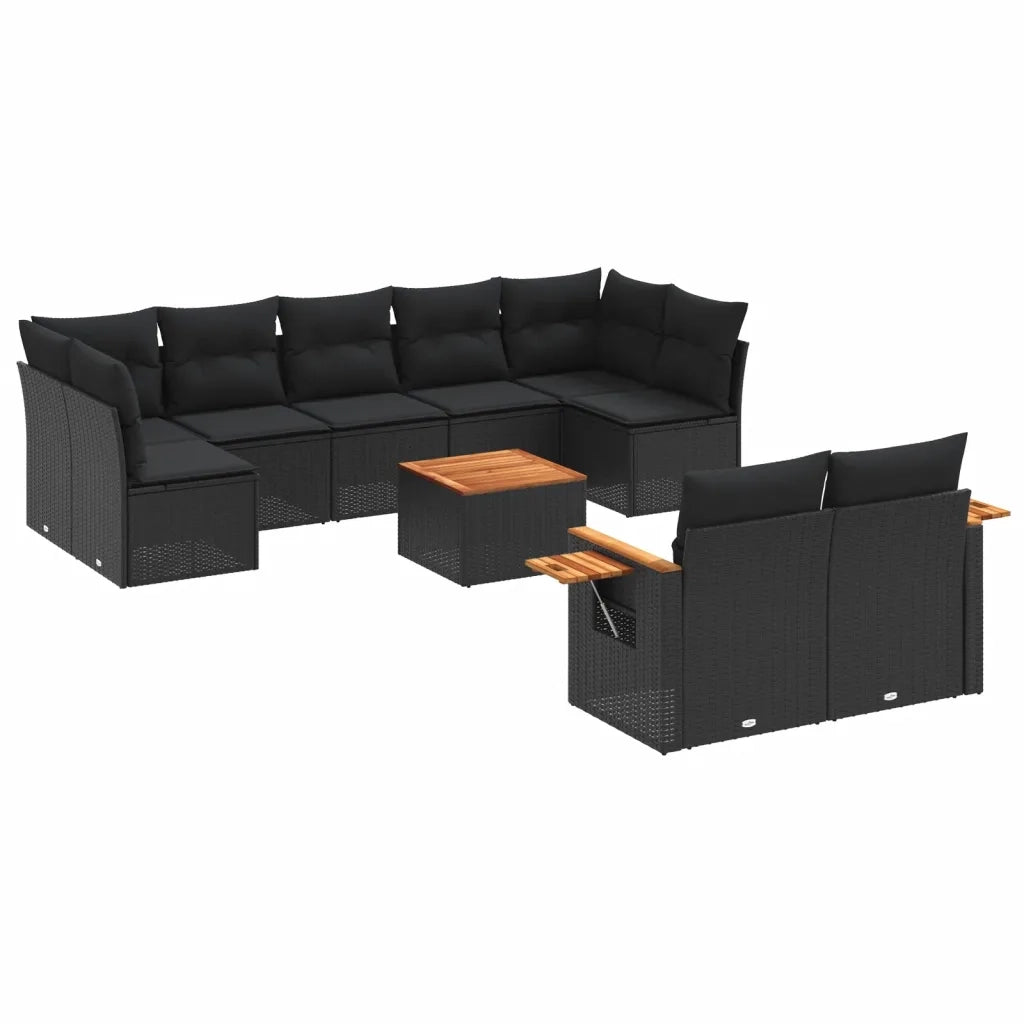 Set Divani da Giardino 10pz con Cuscini in Polyrattan Nerocod mxl 90219