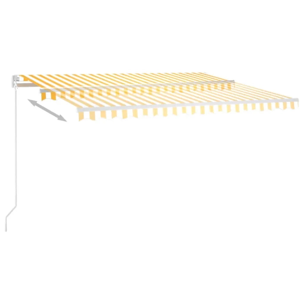Tenda da Sole Retrattile Manuale LED 450x350 cm Giallo Bianco 3069003