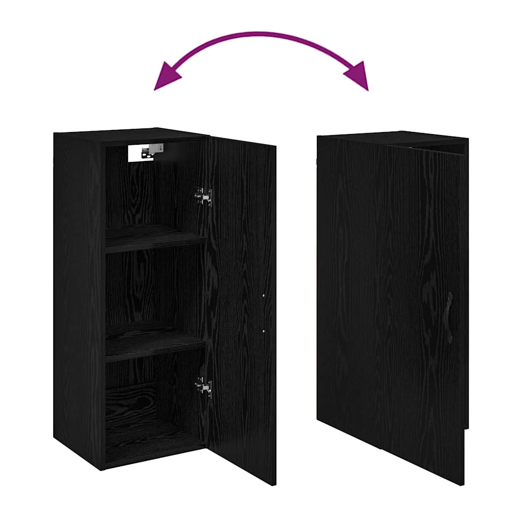 Pensile | Mobile a Parete Rovere Nero 34,5 x 34 x 90 cm Legno multistrato