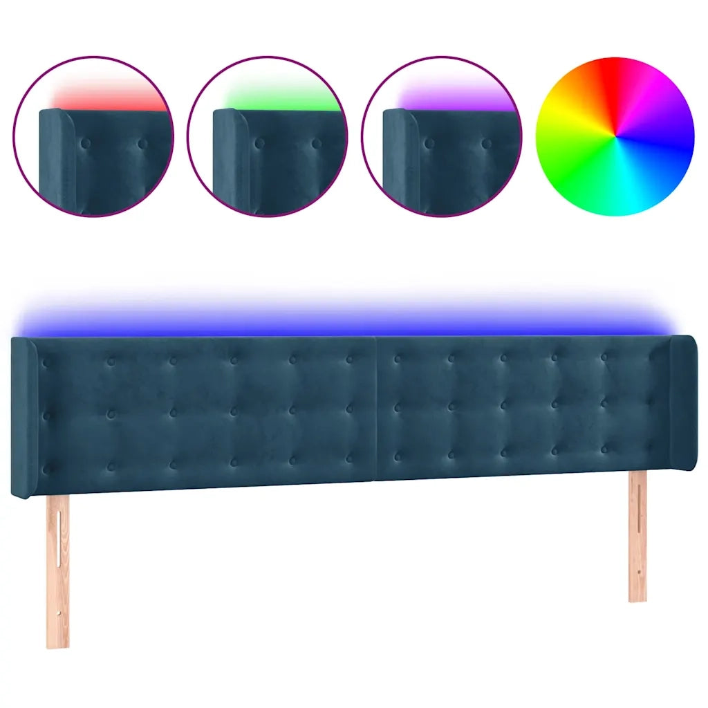 Testiera a LED-Testata con LED Blu Scuro 183x16x78/88 cm in Velluto 467383
