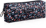 Borsa di pelle a corda retro fiori - Tutto da trucco - Borsa da portare con sé - Nero - 20 × 8 × 3 cm