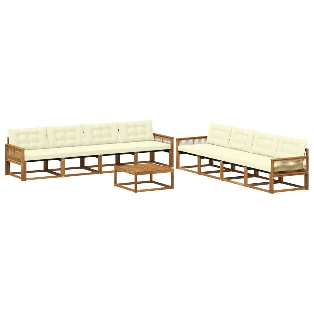Set di divani da esterno con cuscino 9 pcs Naturale e Crema 3381330