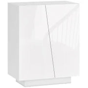 Mobiletto Multiuso in Truciolato Bianco a 3 Livelli con Ripiano Regolabile su 3 Livelli, 70x40x88 cm