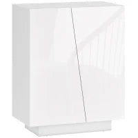 Mobiletto Multiuso in Truciolato Bianco a 3 Livelli con Ripiano Regolabile su 3 Livelli, 70x40x88 cm