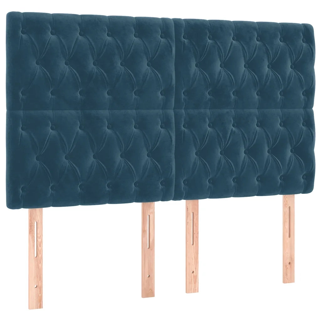 Giroletto a Molle con Materasso Blu Scuro 140x200 cm in Velluto 3129397