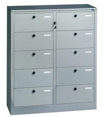 Armadio cartelliera metallica a 10 caselle con chiusura centralizzata cm. 90x35x106h