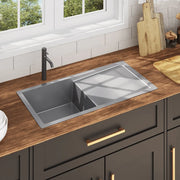 Lavello da Cucina Lavorato a Mano-Lavandino-Lavabo in Acciaio Inox 703288