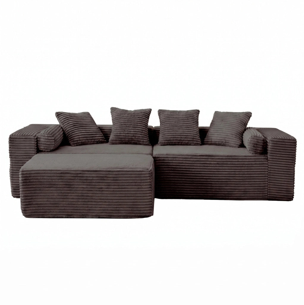 Divano modulare angolare con chaise; senza montaggio; tessuto nero