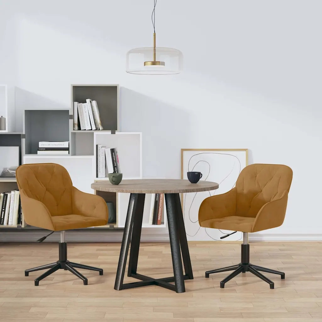 Sedie da Pranzo Girevoli 2 pz Marroni in Velluto 3103385