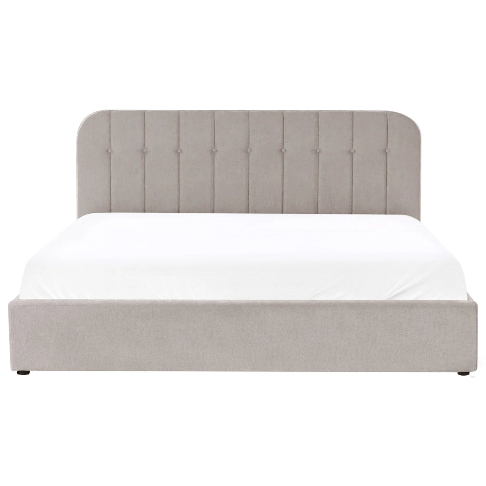 Letto matrimoniale 180 x 200 cm in tessuto di ciniglia Base letto a doghe Testiera trapuntata tortora