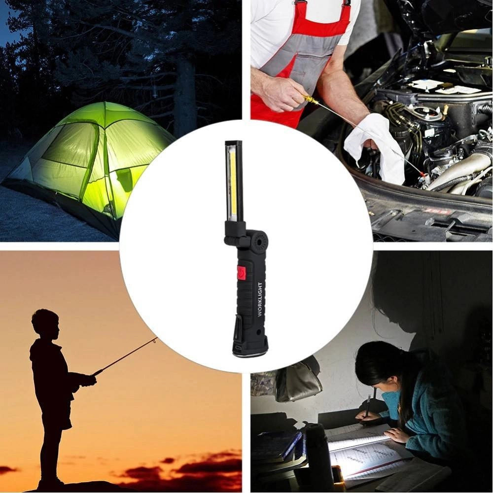 Trade Shop - Mini Torcia Ricaricabile Led Cob Magnetica Snodata Luce Lampada Lavoro Meccanico -