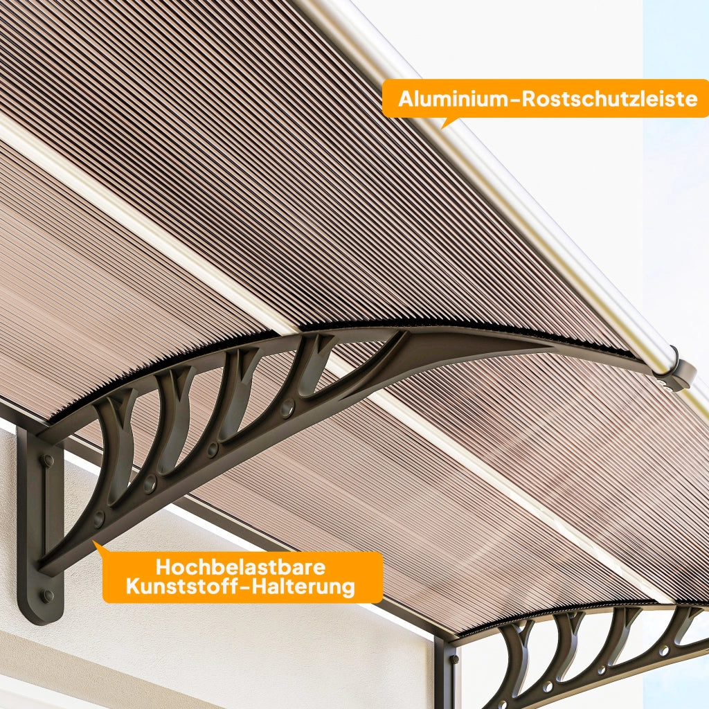 Vordach per Porta Finestra ¨C zephmum ¨C 303x96x27cm Nero Marrone