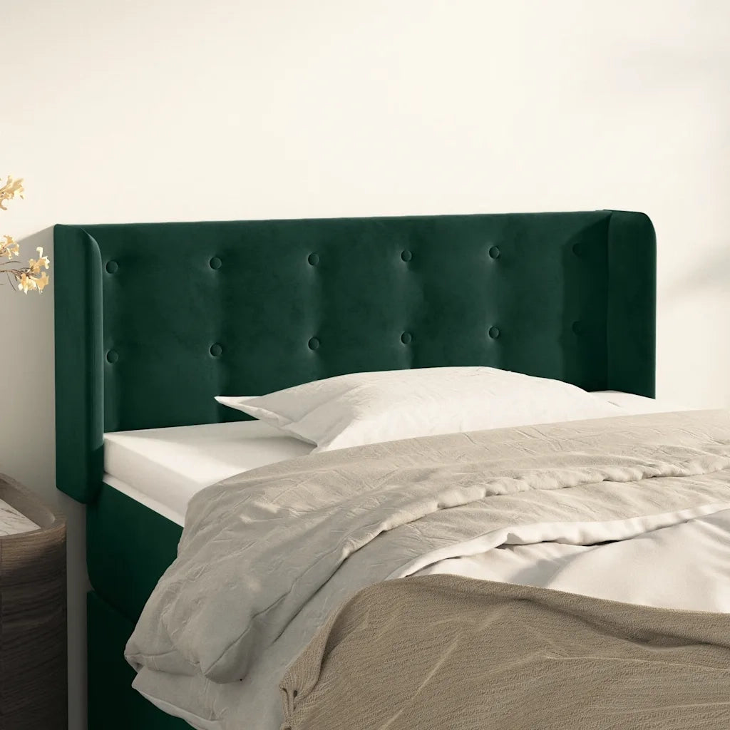 Testiera ad Orecchio Verde Scuro 103x16x78/88 cm in Velluto 3119247