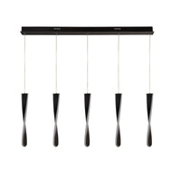 Lampadario Moderno Pagaia Acciaio Cromo Silicone Nero 5 Led 48W