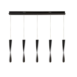 Lampadario Moderno Pagaia Acciaio Cromo Silicone Nero 5 Led 48W