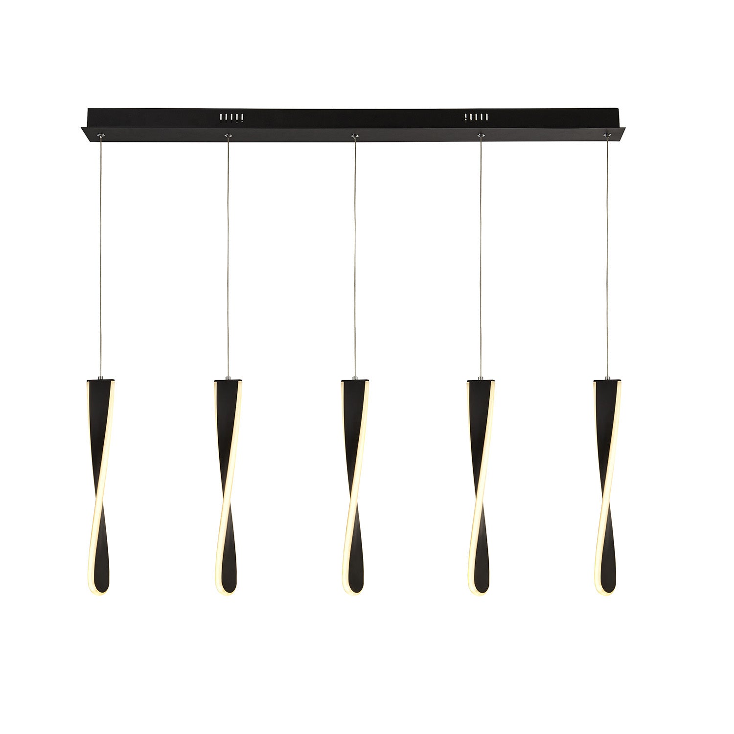 Lampadario Moderno Pagaia Acciaio Cromo Silicone Nero 5 Led 48W