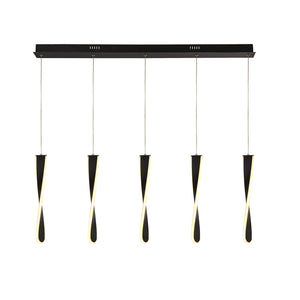 Lampadario Moderno Pagaia Acciaio Cromo Silicone Nero 5 Led 48W