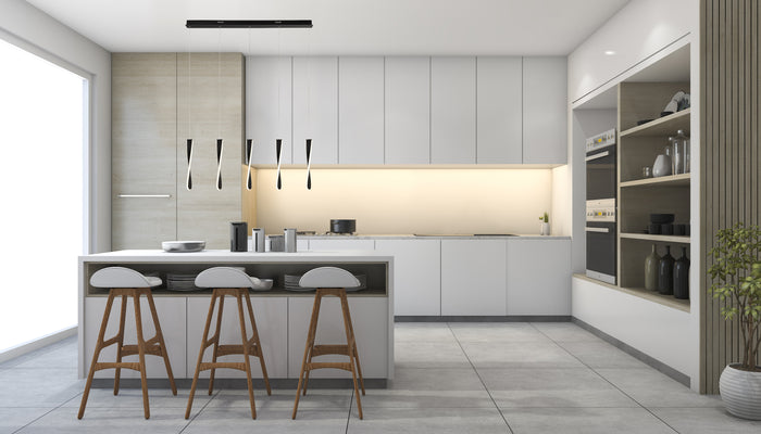 Lampadario Moderno Pagaia Acciaio Cromo Silicone Nero 5 Led 48W