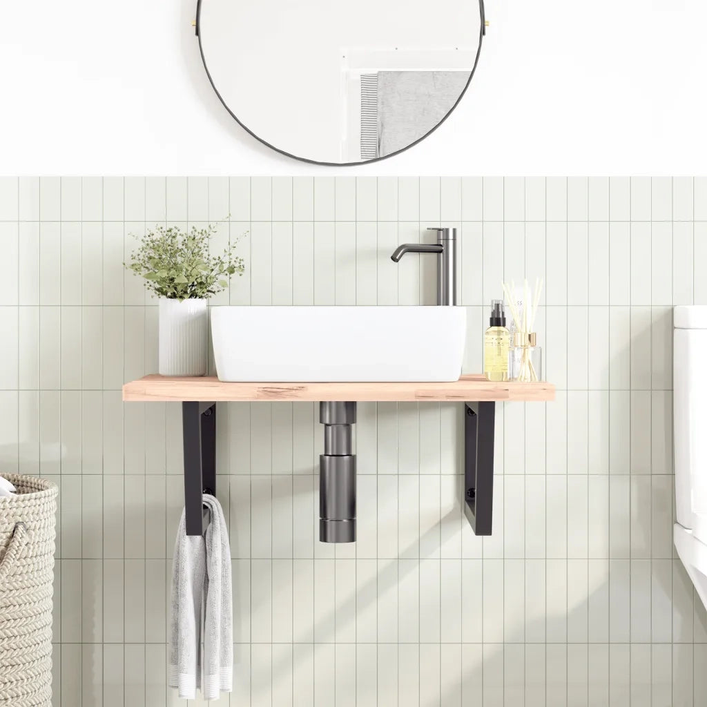 Reggimensole per Lavabo 2 pz Nere Trapezio in Acciaio 4007289