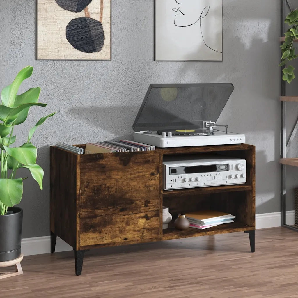 Mobile Porta Dischi Rovere Fumo 84,5x38x48 cm Legno Multistrato CFW8241140