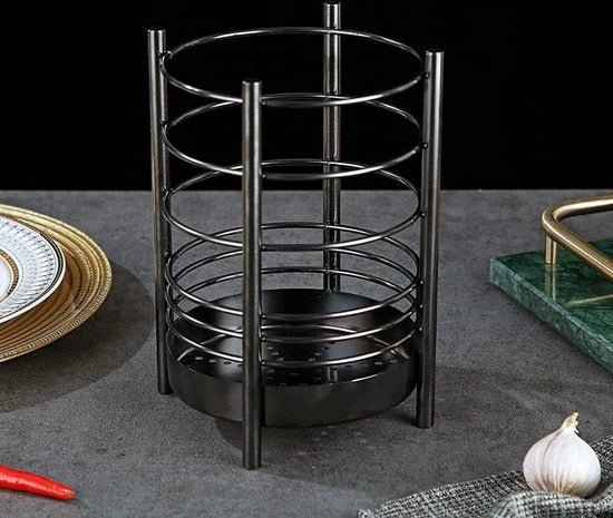 Organizzatore per accessori da cucina - Supporto da cucina in acciaio inossidabile con rivestimento in titanio nero - Cassetto organizzatore elegante e funzionale per oggetti di uso quotidiano, Ideale per una cucina organizzata (Nero/18,5x13,3 cm)