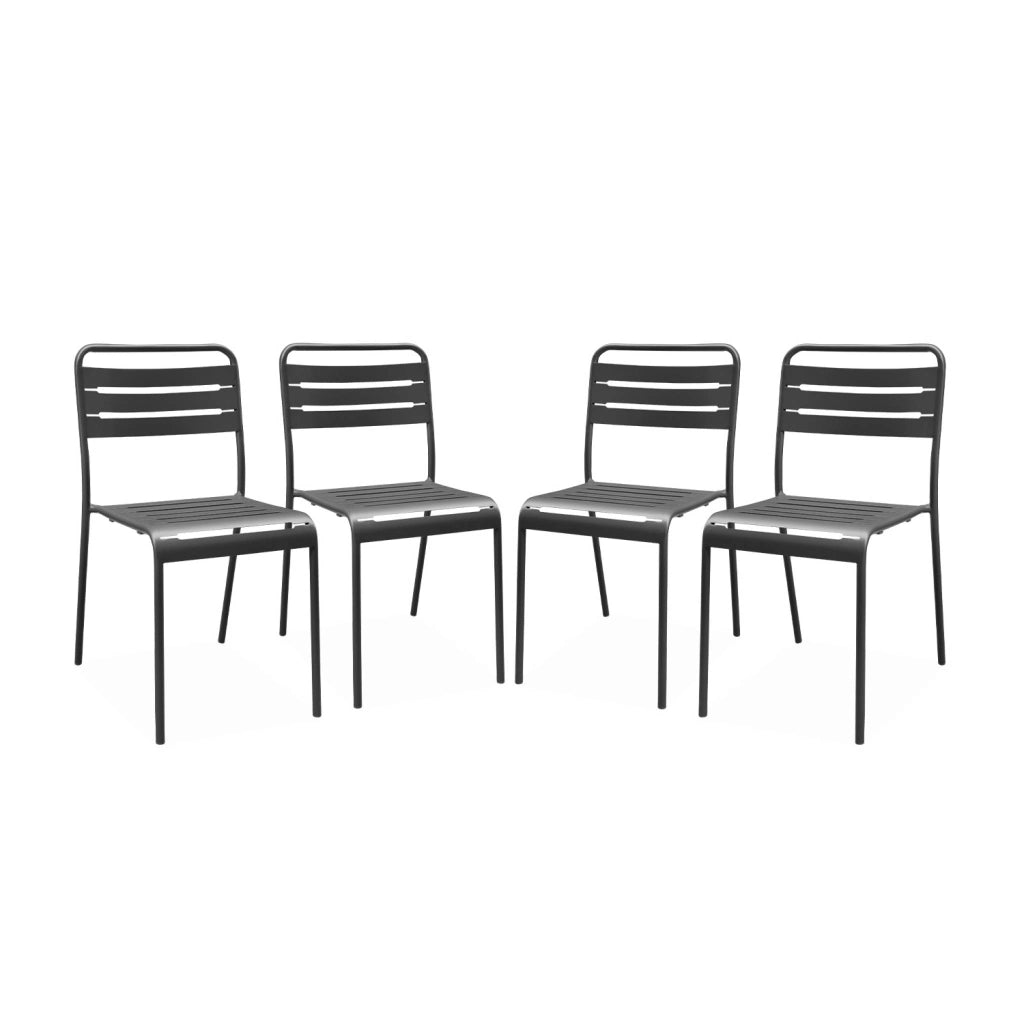 set 4 sedie da giardino bistrot in acciaio, antracite