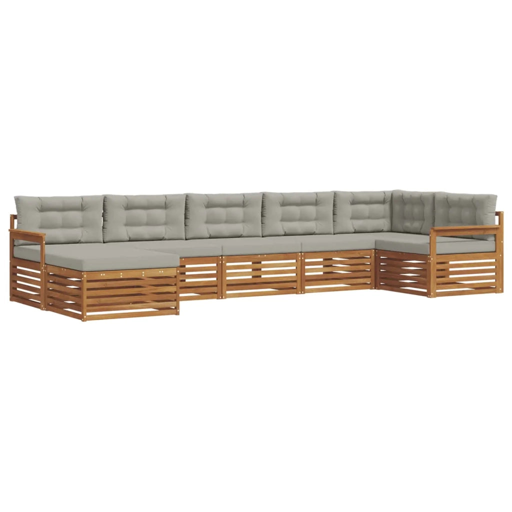 Set di divani da esterno 7 pcs Grigio Naturale e Chiaro