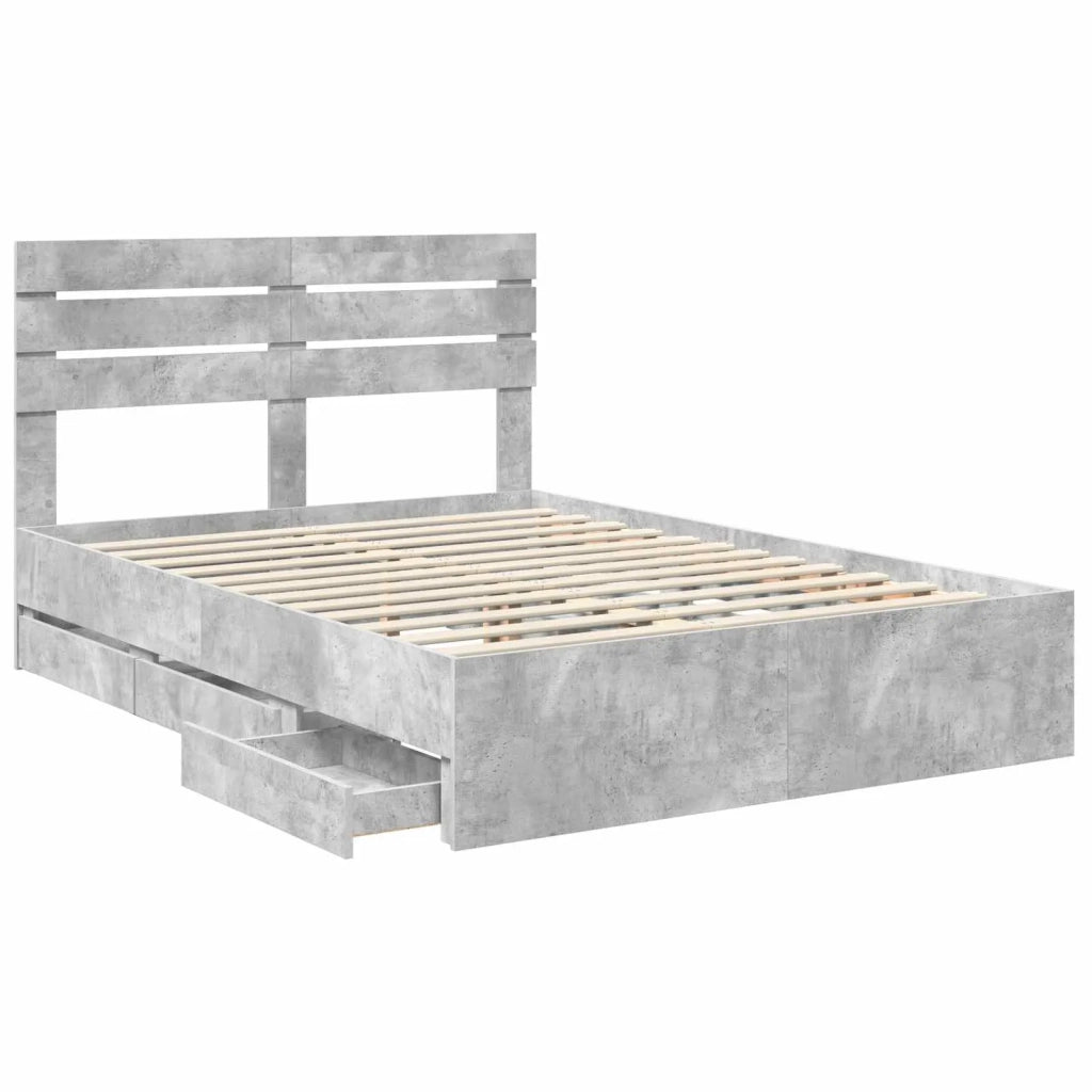 Struttura del letto con cassetto Grigio cemento 140 x 190 cm 3411506