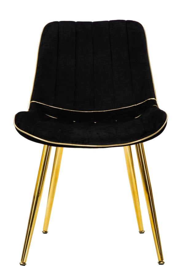 Set 2 Sedie Imbottite 51x59x79 cm in Poliestere Paris Nero e Oro