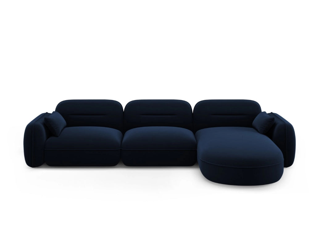 Cosmopolitan Design - Divano angolare modulare destro "Sydney" 4 posti in velluto blu reale 