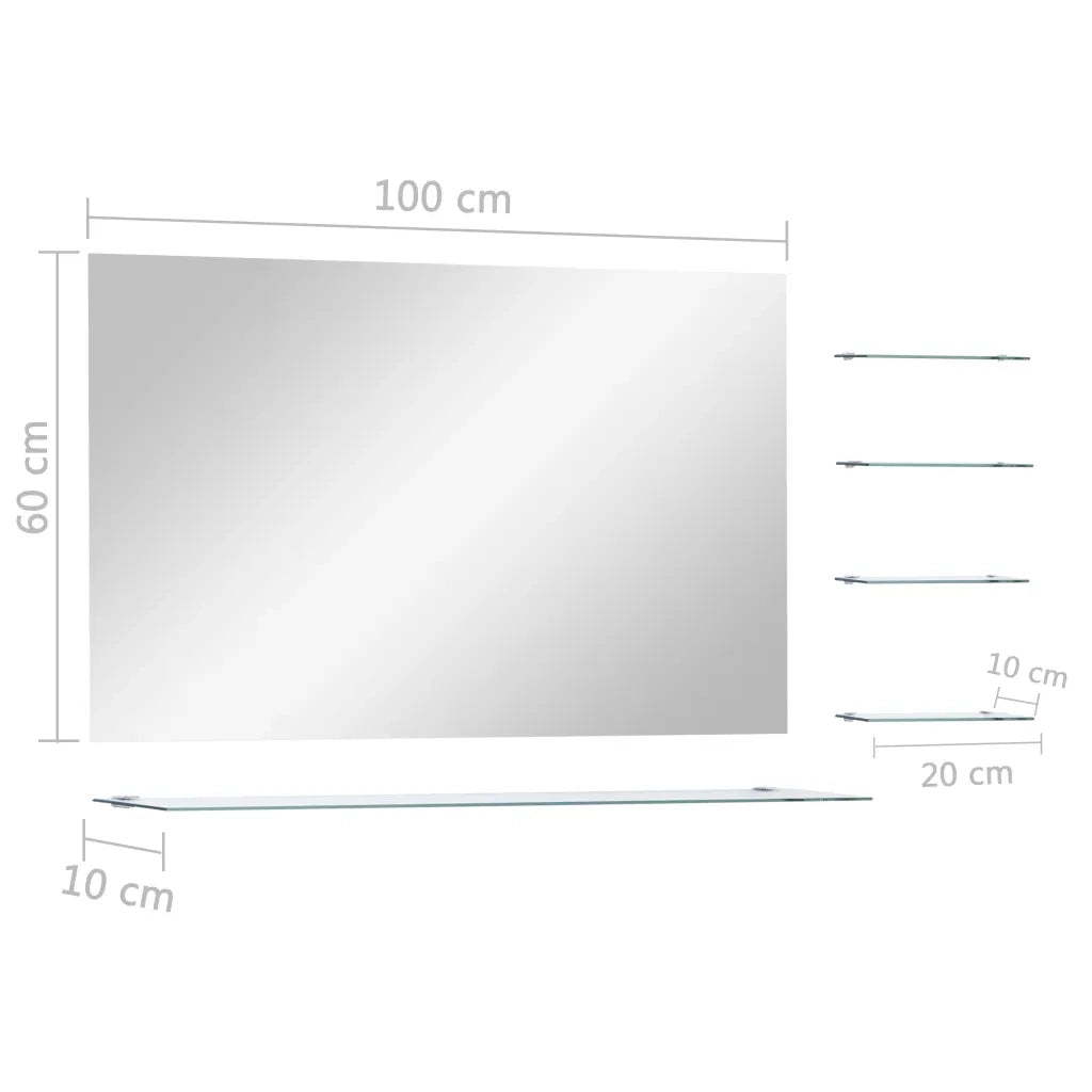 vidaXL Specchio da Parete con 5 Mensole Argento 100x60 cm