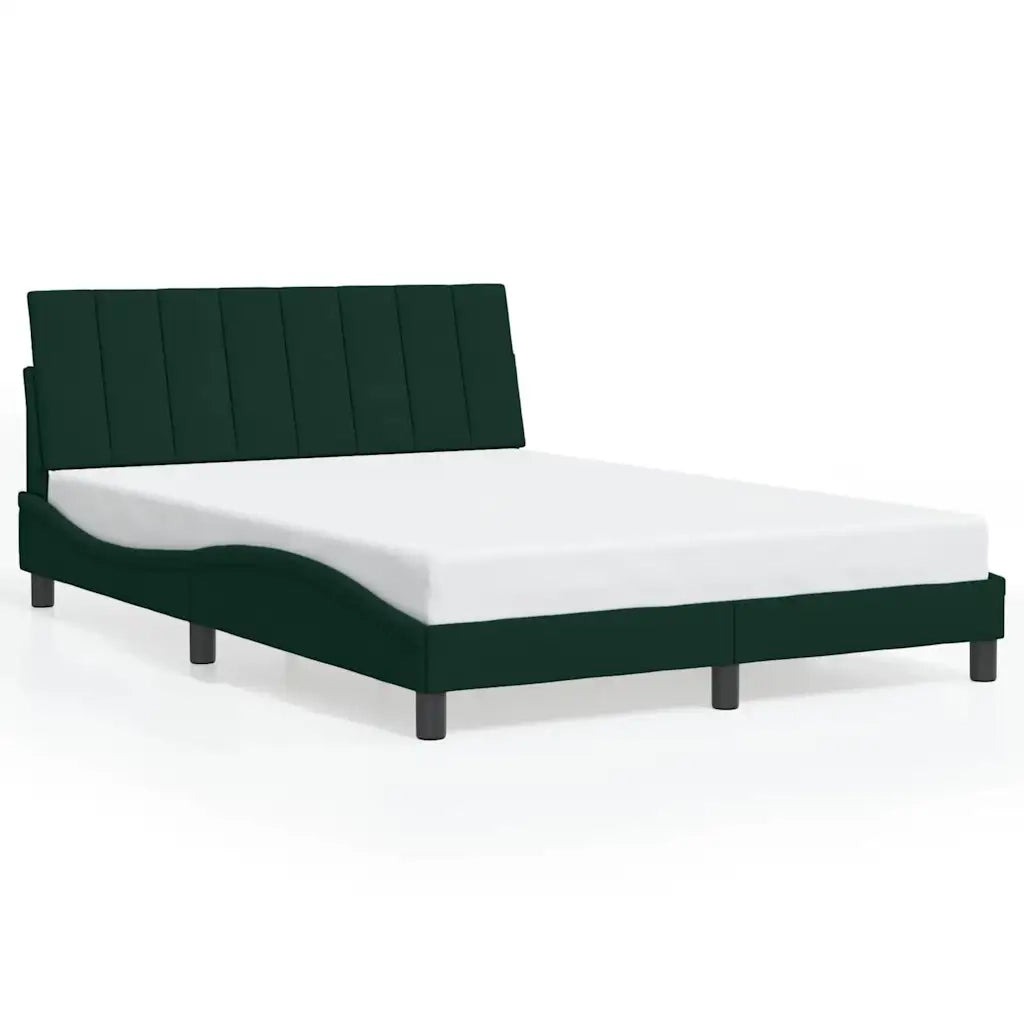 Giroletto con LED senza Materasso-Struttura Letto Hanko Verde Scuro 140x200 cm in Velluto