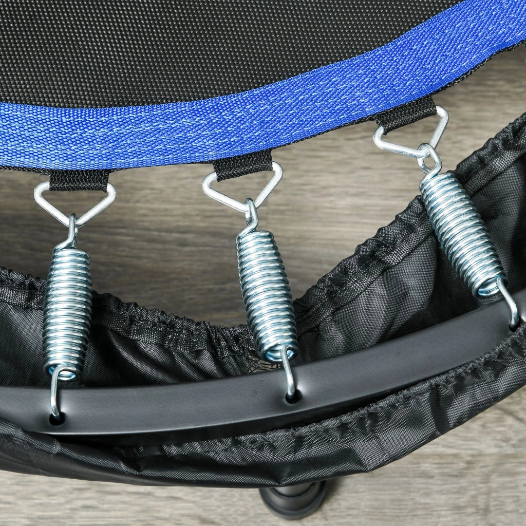 Mini Trampolino Fitness Ø102 cm Regolabile in Altezza Pieghevole con Manubrio Blu
