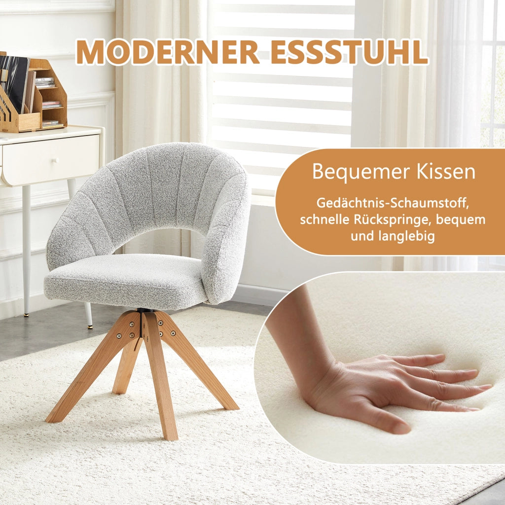 SEDIA Girevole 360° Set da 2 pezzi 84 cm Tessuto Grigio Chiaro e Legno Massello