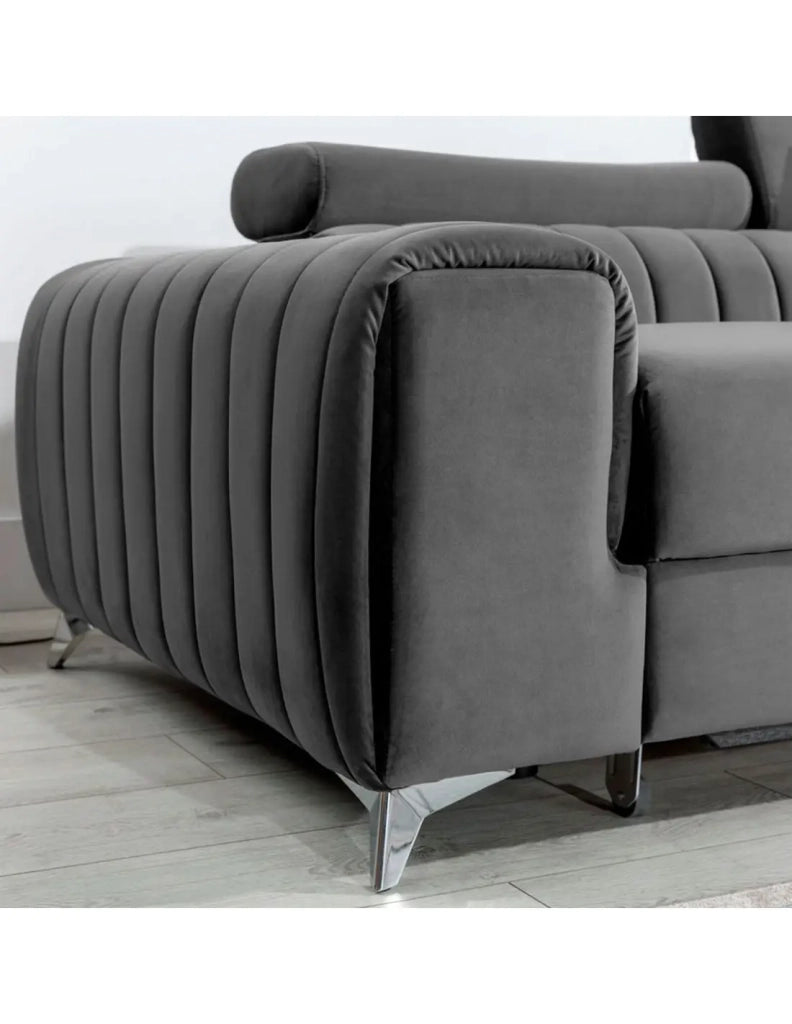 Divano angolare destro Grigio scuro convertibile 3 posti JAYSON con letto