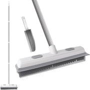 Pulitore di pavimento a mano con rastrello - 2 in 1 spazzola per pavimento con manico regolabile - per tappeti e pavimenti in tessuto
