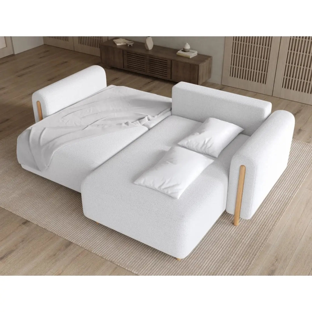 Divano ad angolo convertibile ARVESSA bianco alpino chenille – Angolo destro