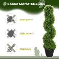 Pianta Finta di Eucalipto a Spirale con Vaso Incluso per Interno ed Esterno, Altezza 90 cm, Verde