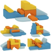Set di 9 Blocchi in Schiuma per Bambini con Fodere in Velluto Lavabili, Multicolore