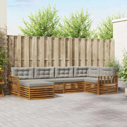 Set di divani da esterno 6 pcs Grigio Naturale e Chiaro