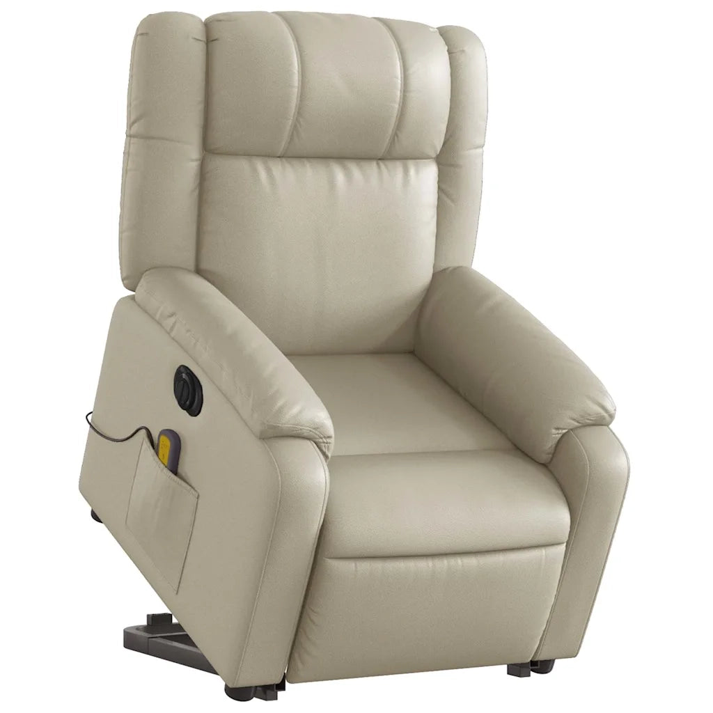 Poltrona Alzapersona Elettrica Reclinabile Crema in Similpelle 3205172