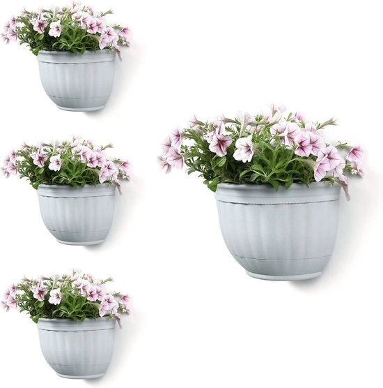 Set di 4 vasi da parete per cactus in vaso di 26 cm, hars, bianco, adatto per giardino, balcone e cortile